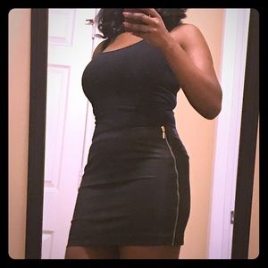 H&M Black Miniskirt with Gold Zipper Detail